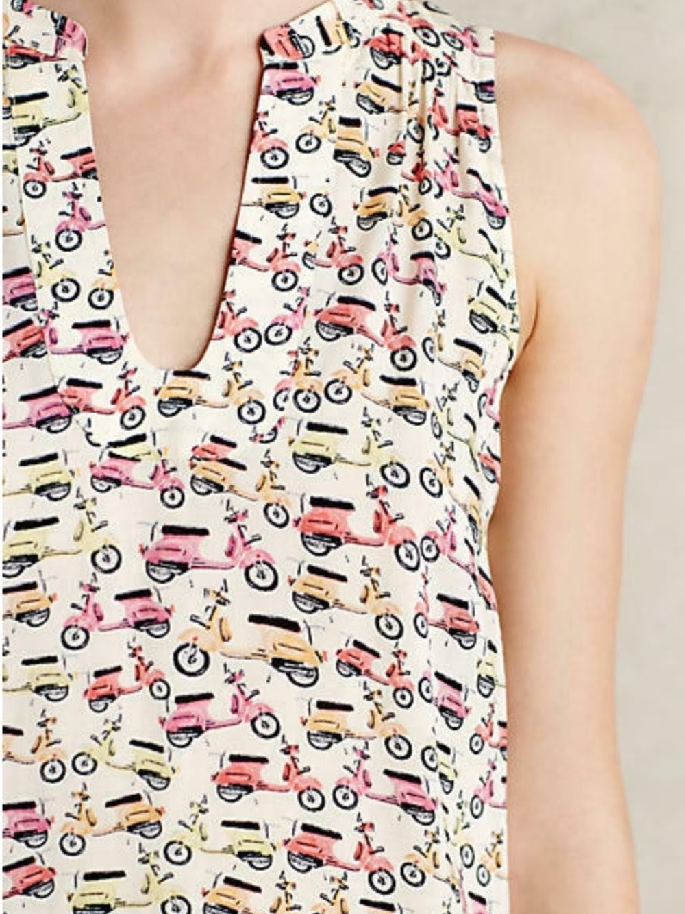 Maeve Scooter Vespa Print Anthropologie Enna Tank Top Size 0 - Picture 6 of 8